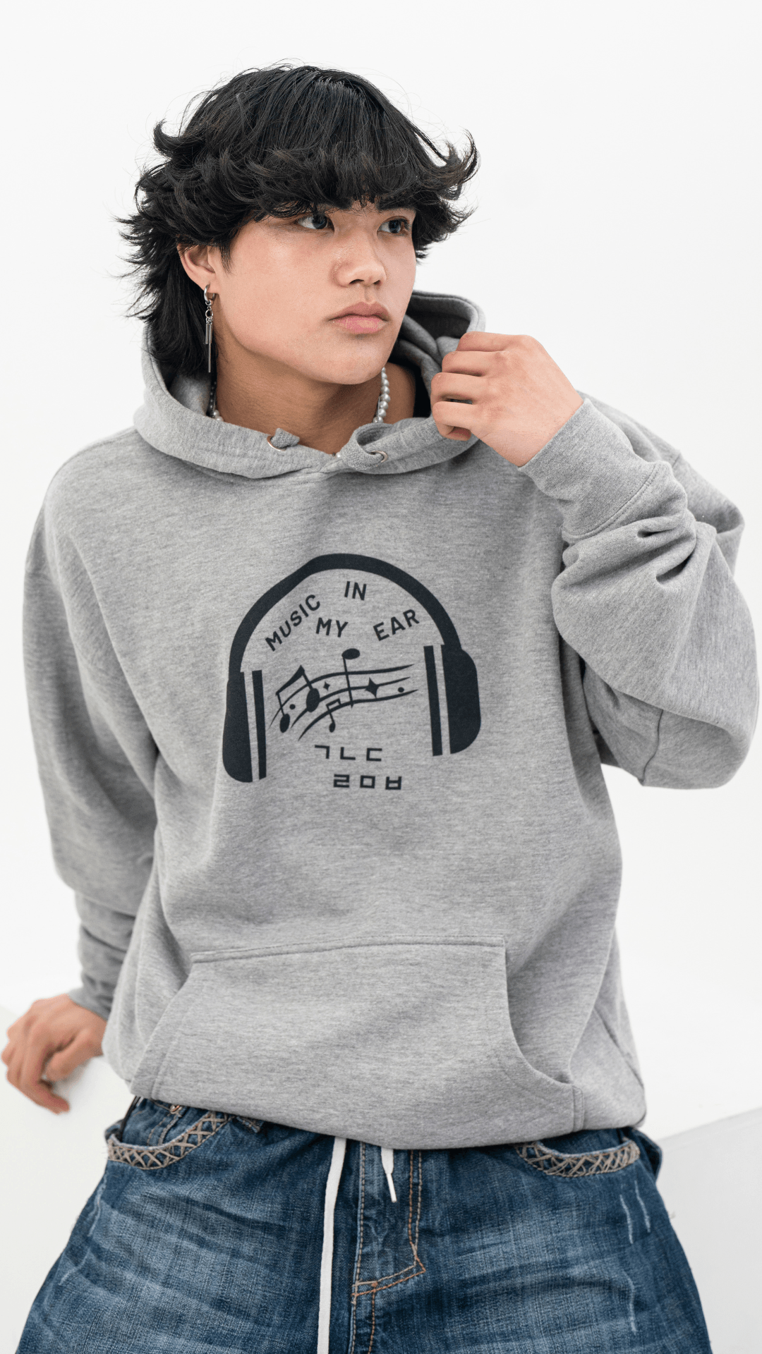 Music In My Ear Hoodie - Grey - Triple Momentum