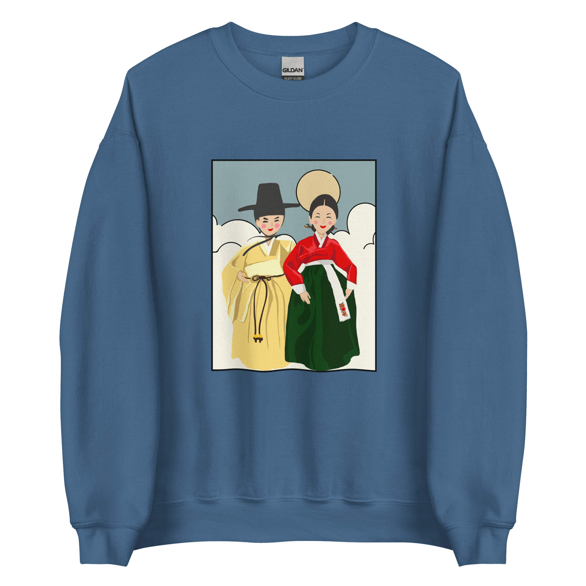 Korean Traditional Couple Sweatshirt - Indigo Triple Momentum